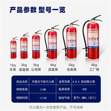 手提式干粉滅火器 家用1公斤 商用ABC滅火筒消防器材